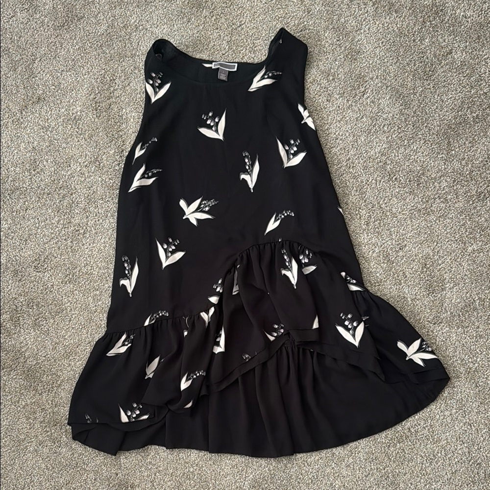 Nordstrom Black Tank with Floral Design
